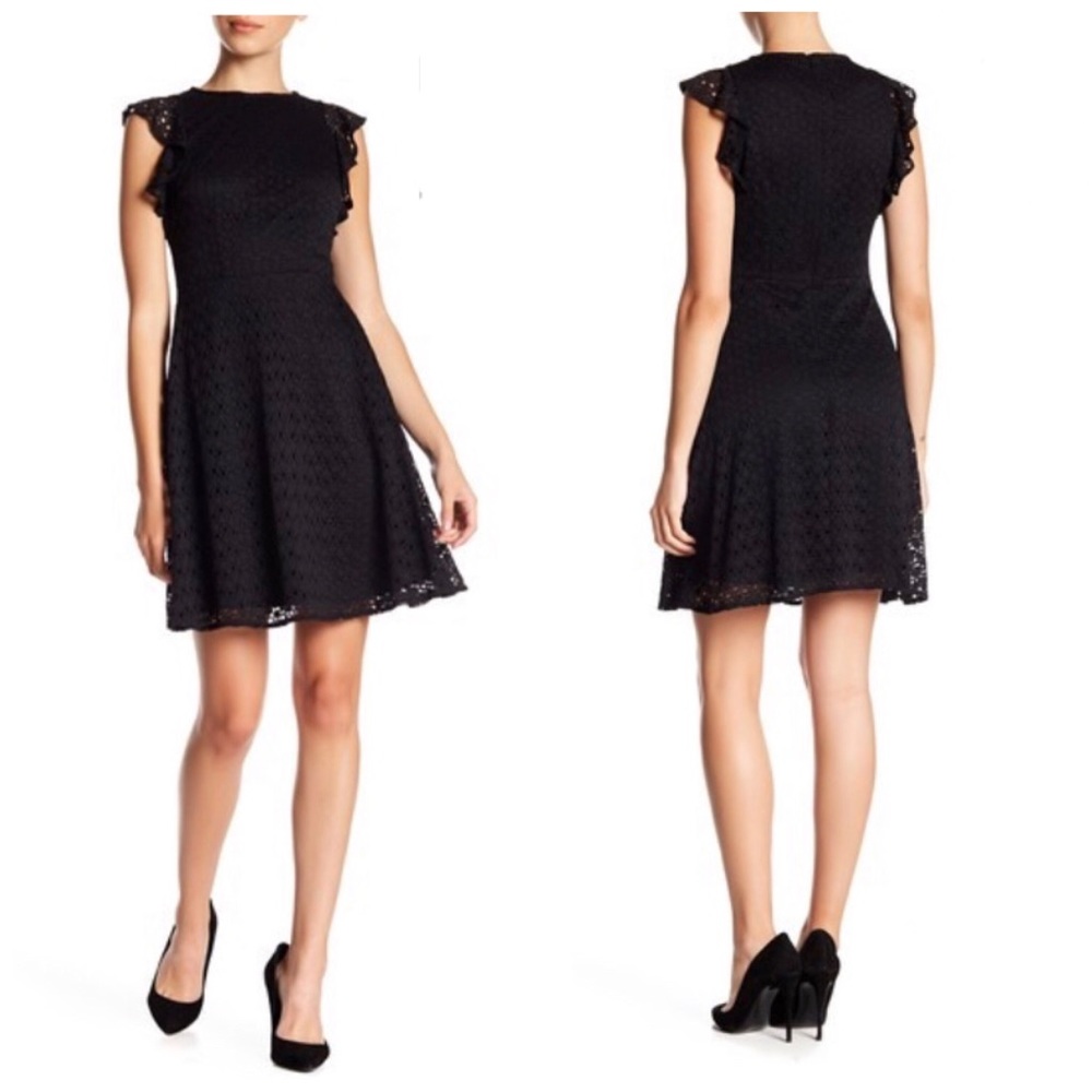 Black lace fit and flare dress